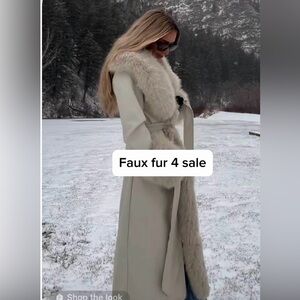 Elegant Cream FauxFur-Trimmed Women's Coat